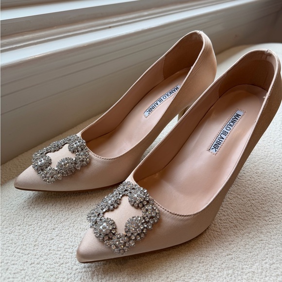 Manolo Blahnik Nude Heels with Crystal Embellishments - Picture 9 of 9